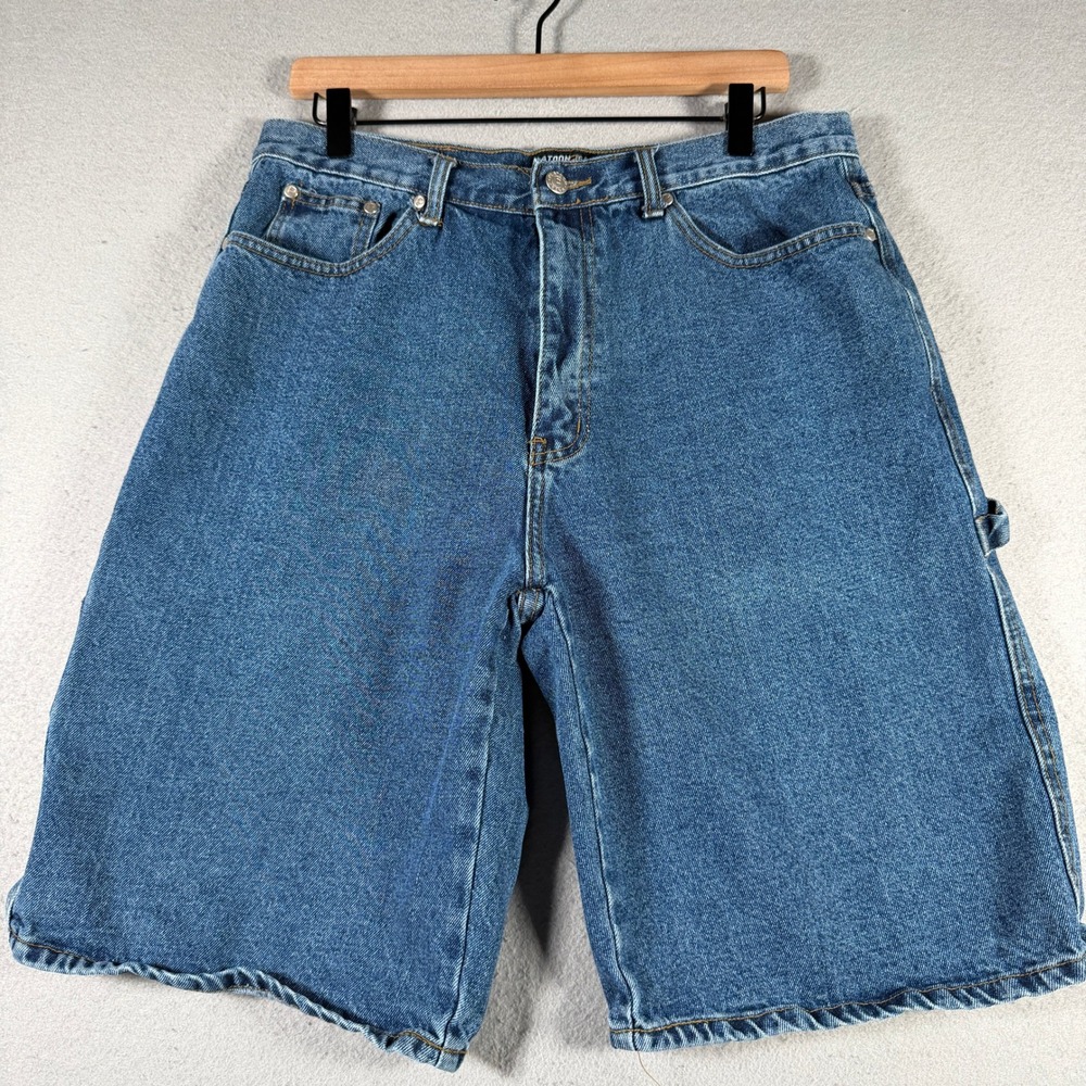 Platoon Jeans Mens Blue Denim Carpenter Shorts Size 34‎ Hammer Loop Medium Wash